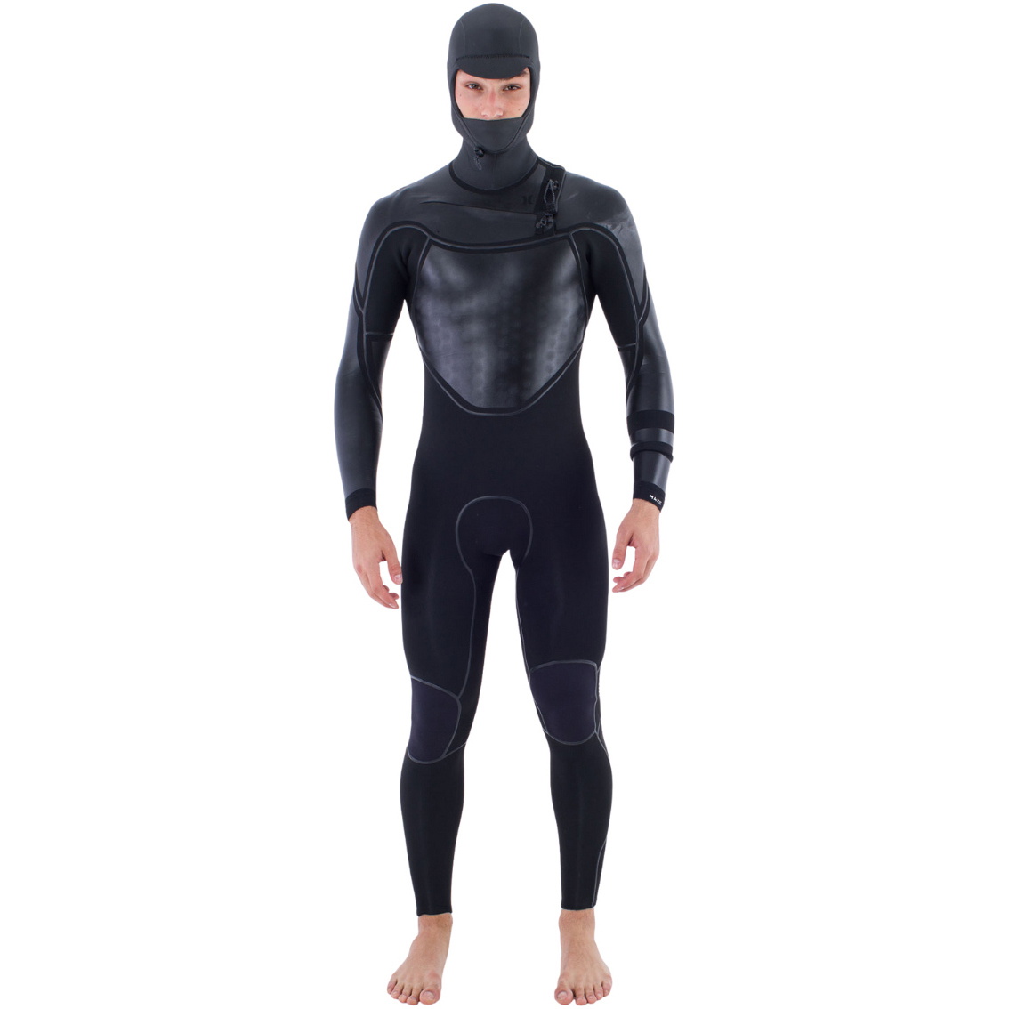 2026 Hurley Da Uomo Max 5/3+mm Con Cappuccio Chest Zip Muta MFS0011503 - Black